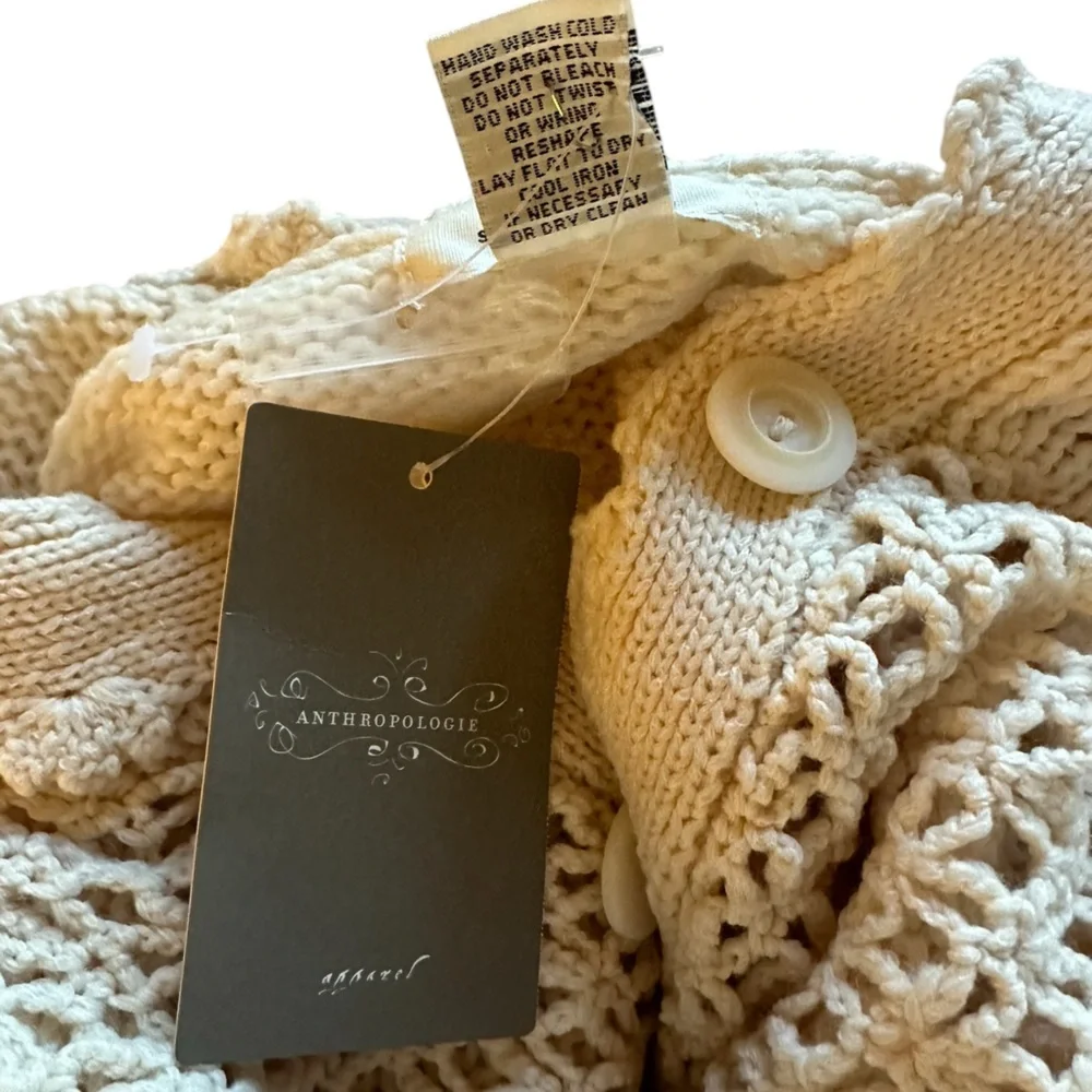 Anthropologie Sleeping On Snow Crochet Hooded Buttondown Cardigan/Sweater Size S - Picture 6 of 7